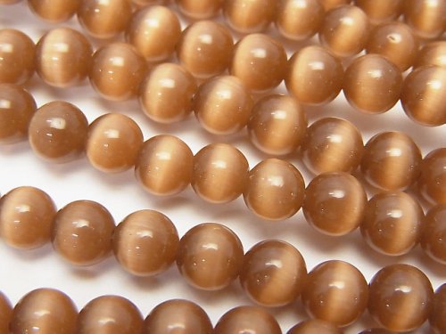 1strand $2.39! Brown Color Cat's Eye (Glass) Round 6mm 1strand (aprx.14inch / 34cm)