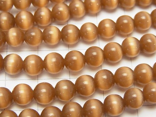 1strand $2.39! Brown Color Cat's Eye (Glass) Round 6mm 1strand (aprx.14inch / 34cm)