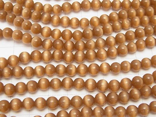 1strand $2.39! Brown Color Cat's Eye (Glass) Round 6mm 1strand (aprx.14inch / 34cm)