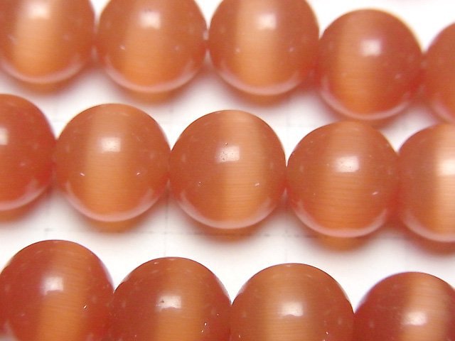 [Video] Dark orange color Cat's Eye Round 10mm 1strand beads (aprx.13inch/33cm)