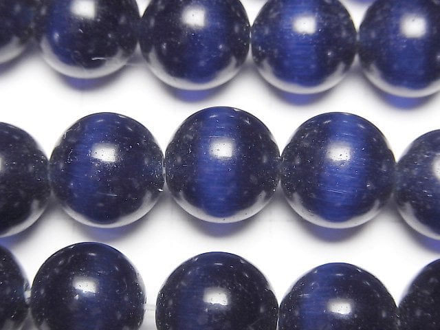 [Video] Navy color Cat's Eye Round 11.5mm 1strand beads (aprx.14inch/34cm)