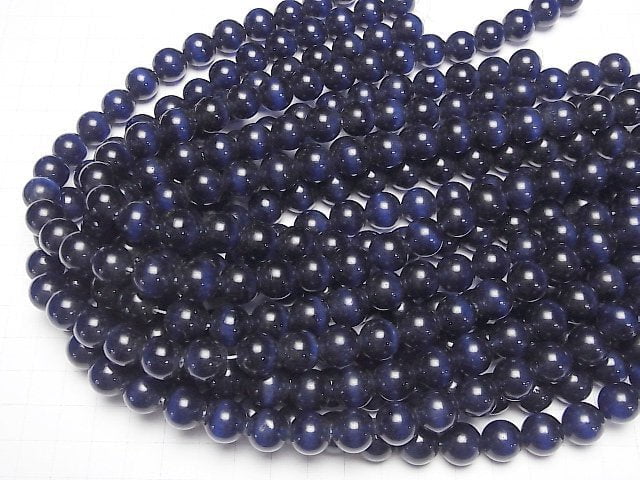 [Video] Navy color Cat's Eye Round 11.5mm 1strand beads (aprx.14inch/34cm)