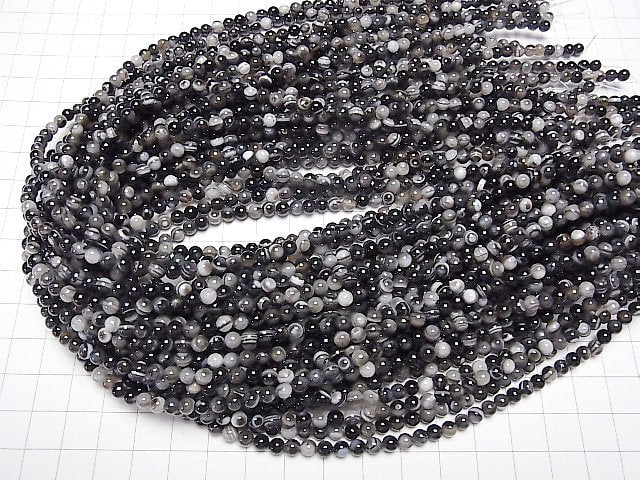 [Video] Tibetan Agate (Eye Agate) Round 4mm 1strand beads (aprx.15inch/38cm)