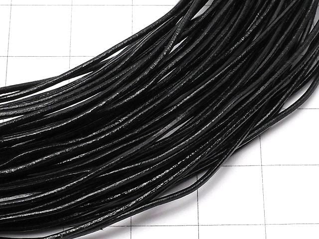 European Leather Cord, Round Wire [1mm][1.5mm][2mm], Black, 1 roll (20m)