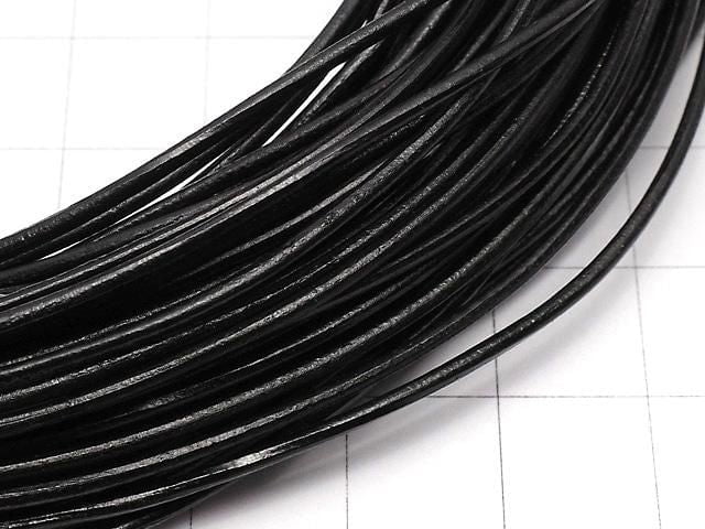 European Leather Cord, Round Wire [1mm][1.5mm][2mm], Black, 1 roll (20m)