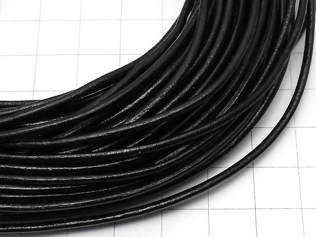 European Leather Cord, Round Wire [1mm][1.5mm][2mm], Black, 1 roll (20m)