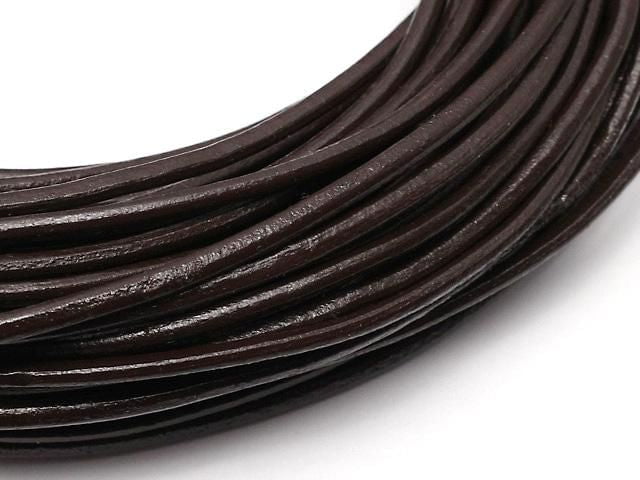 European Leather Cord, Round Wire [1mm][1.5mm][2mm] Coffee (Brown), 1 roll (20m)