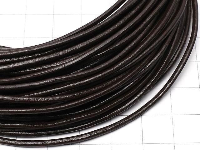 European Leather Cord, Round Wire [1mm][1.5mm][2mm] Coffee (Brown), 1 roll (20m)