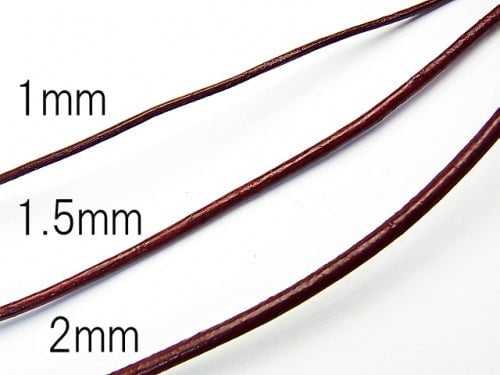 Europe Leather Cord Round wire [1 mm] [1.5 mm] [2 mm] Dark Red 1 Roll (20 m)