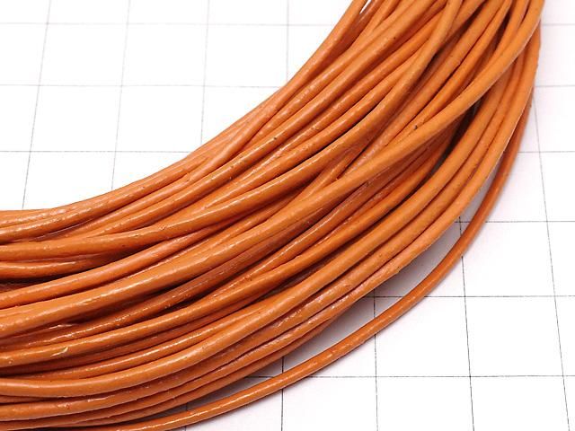 European Leather Cord, Round Wire [1mm][1.5mm][2mm], Orange, 1 roll (20m)