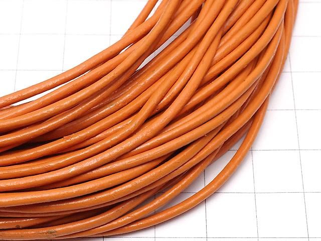 European Leather Cord, Round Wire [1mm][1.5mm][2mm], Orange, 1 roll (20m)