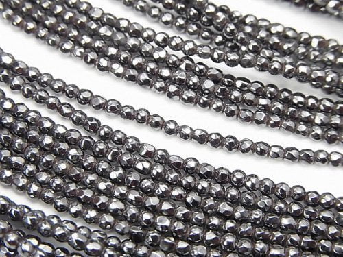 Faceted Round, Hematite Gemstone Beads