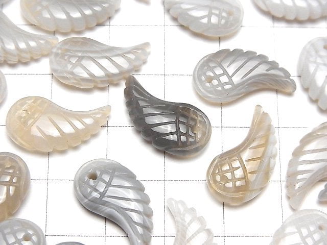 [Video] Brown - White Stripe Agate Angel Wing [S] [M] 3pcs