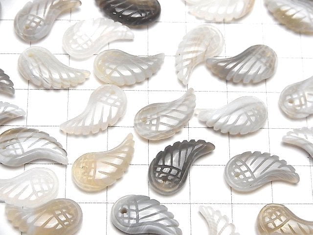 [Video] Brown - White Stripe Agate Angel Wing [S] [M] 3pcs