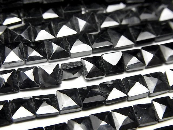 [Video] Black Spinel AA++ Faceted Square 1strand beads (aprx.13inch/32cm)