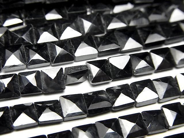 [Video] Black Spinel AA++ Faceted Square 1strand beads (aprx.13inch/32cm)
