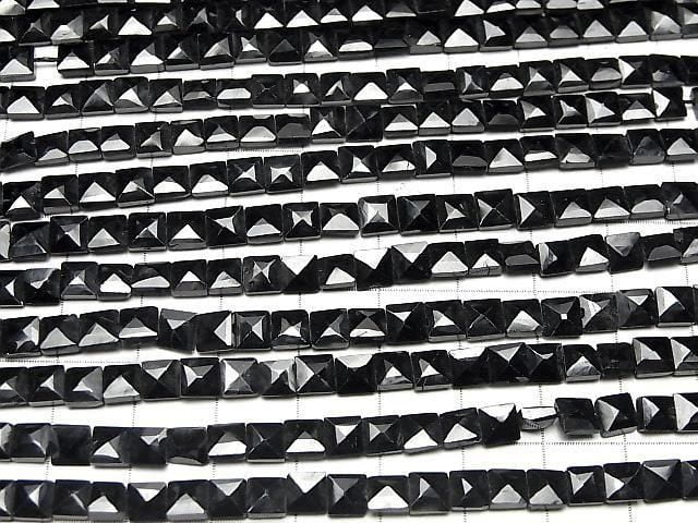 [Video] Black Spinel AA++ Faceted Square 1strand beads (aprx.13inch/32cm)