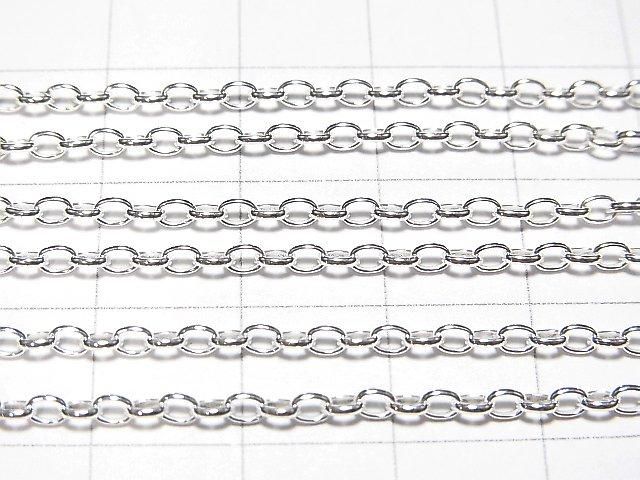 Silver925 Long Rolo Chain 2mm Pure Silver Finish [40cm][45cm][50cm][60cm] Necklace 1pc