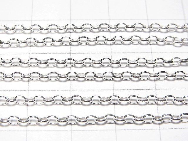 Silver925 Long Rolo Chain 2mm Pure Silver Finish [40cm][45cm][50cm][60cm] Necklace 1pc