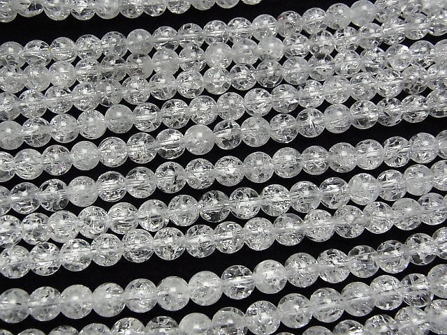 [Video]Cracked Crystal Round 6mm 1strand beads (aprx.15inch/36cm)