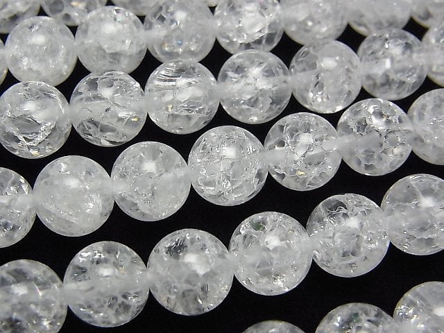 [Video]Cracked Crystal (Crack Quartz) Round 8mm 1strand beads (aprx.15inch/37cm)