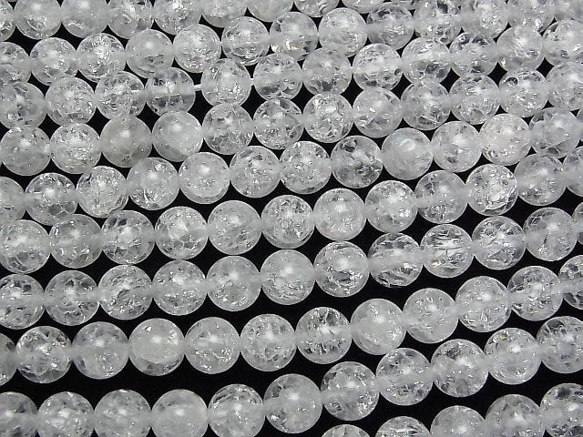 [Video]Cracked Crystal (Crack Quartz) Round 8mm 1strand beads (aprx.15inch/37cm)