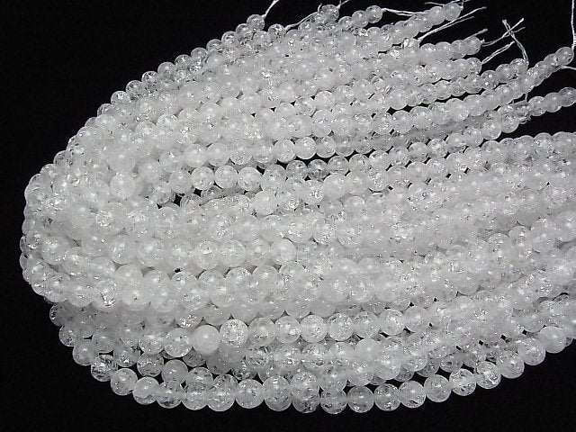 [Video]Cracked Crystal (Crack Quartz) Round 8mm 1strand beads (aprx.15inch/37cm)