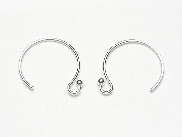 Silver925 Earwire 14x13mm with round beads 2pairs (4 pieces)
