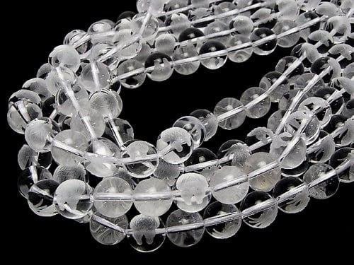 [Video] Owl Carving Crystal AAA Round 10 mm, 12 mm half or 1 strand beads (aprx. 15 inch / 38 cm)