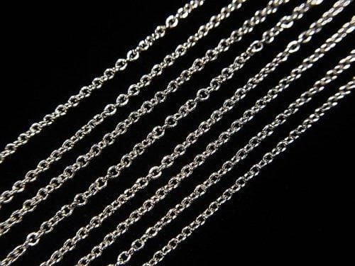 Silver 925 Cable Chain 1.1mm Rhodium Plated [38cm][40cm][45cm][50cm][60cm][75cm] Necklace 1pc