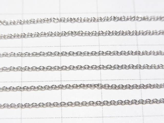 Silver925 Cable Chain 1.1mm Rhodium Plated [38cm][40cm][45cm][50cm][60cm][75cm] Necklace 1pc