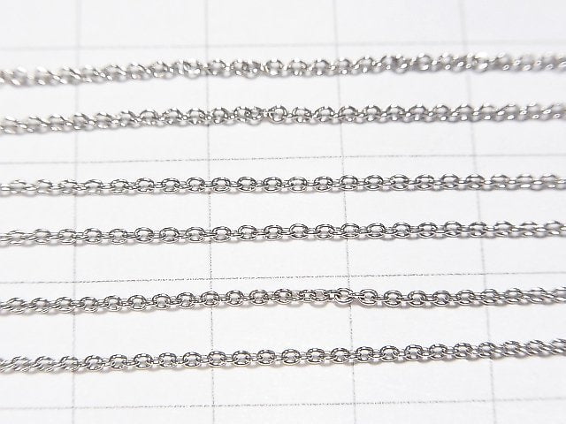 Silver925 Cable Chain 1.1mm Rhodium Plated [38cm][40cm][45cm][50cm][60cm][75cm] Necklace 1pc