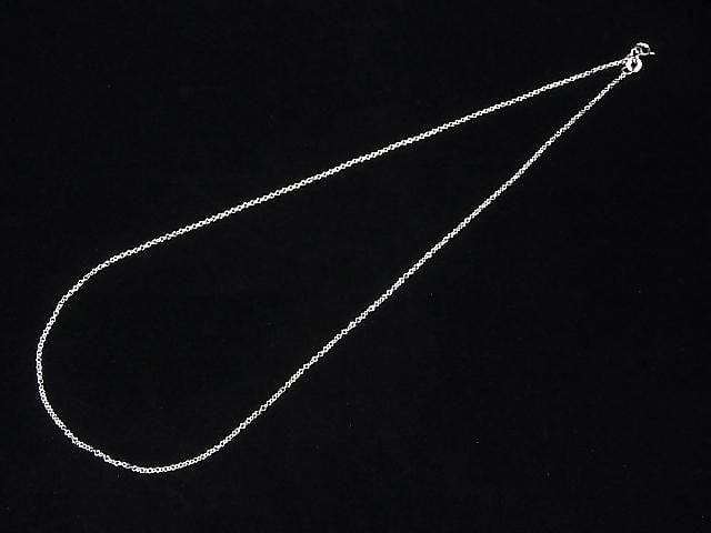 Silver925 Cable Chain 1.1mm Rhodium Plated [38cm][40cm][45cm][50cm][60cm][75cm] Necklace 1pc