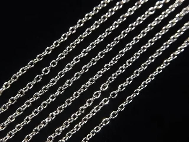 Silver925  Cable Chain  1.3mm Rhodium Plated  [18cm][38cm][40cm][45cm][50cm][60cm][75cm] 1pc
