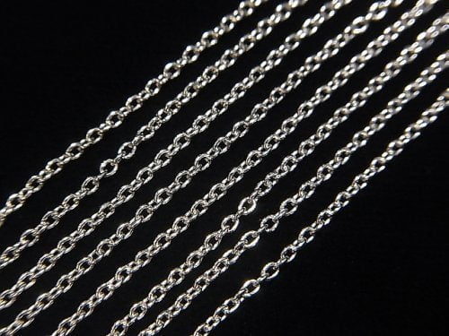 Silver925  Cable Chain  1.3mm Rhodium Plated  [18cm][38cm][40cm][45cm][50cm][60cm][75cm] 1pc