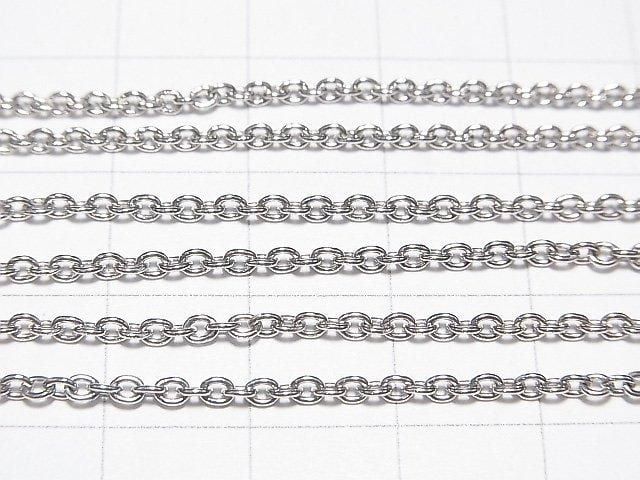Chaîne maille forçat Argent 925 2mm Plaqué Rhodium [38cm][40cm][45cm][50cm][60cm] Collier 1pc