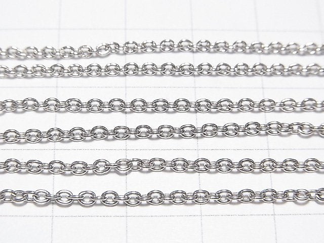 Silver925 Cable Chain 2mm Rhodium Plated [38cm][40cm][45cm][50cm][60cm] Necklace 1pc