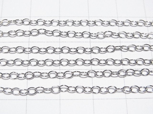 Silver925 Long Cable Chain 2.5mm Rhodium Plated [40cm][45cm][50cm][60cm] Necklace 1pc