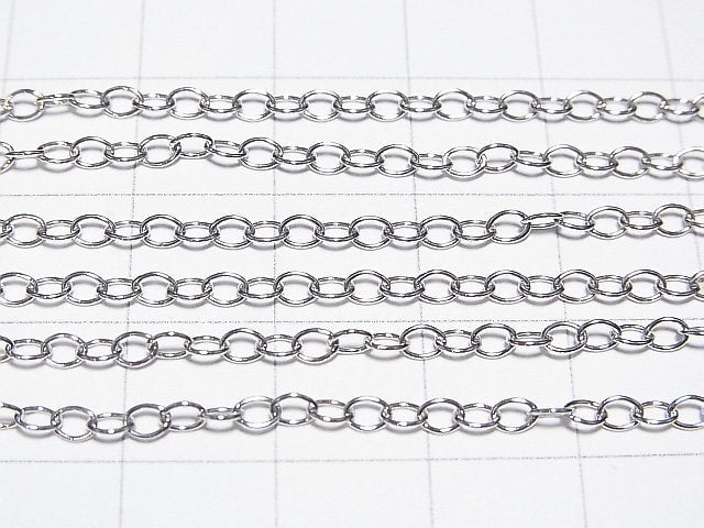 Silver925 Long Cable Chain 2.5mm Rhodium Plated [40cm][45cm][50cm][60cm] Necklace 1pc