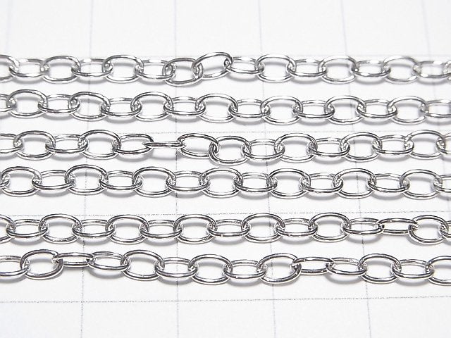 Silver925 Long Cable Chain 3mm Rhodium Plated [40cm][45cm][50cm][60cm] Necklace 1pc