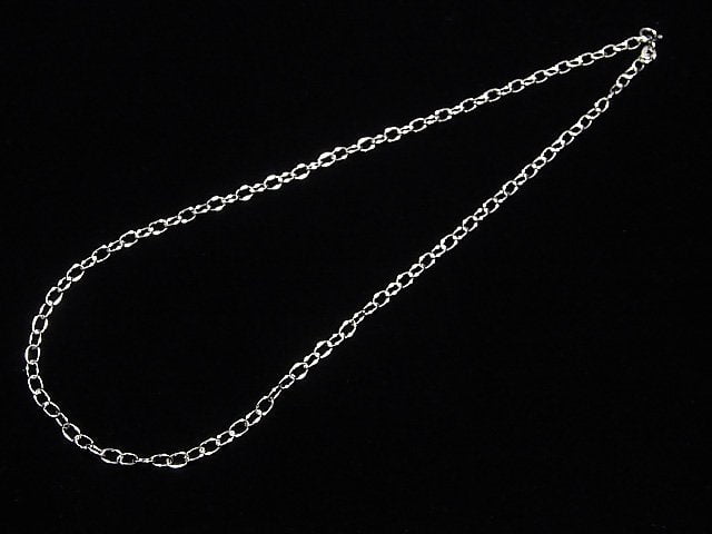 Silver925 Long Cable Chain 3mm Rhodium Plated [40cm][45cm][50cm][60cm] Necklace 1pc