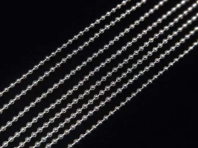 Silver 925 Ball Chain 1mm Rhodium Plated [40cm][45cm][50cm][60cm] Necklace 1pc