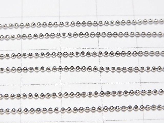 Chaîne en Argent 925 Maille Boule 1.2mm Plaqué Rhodium [38cm][40cm][45cm][50cm] Collier 1pc