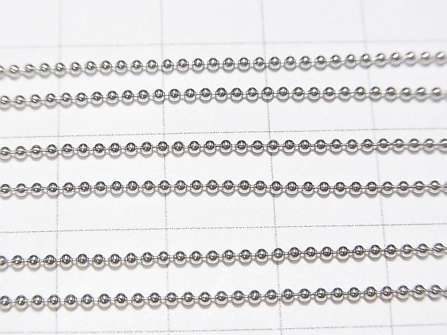 Silver925 Ball Chain 1.2mm Rhodium Plated [38cm][40cm][45cm][50cm] Necklace 1pc