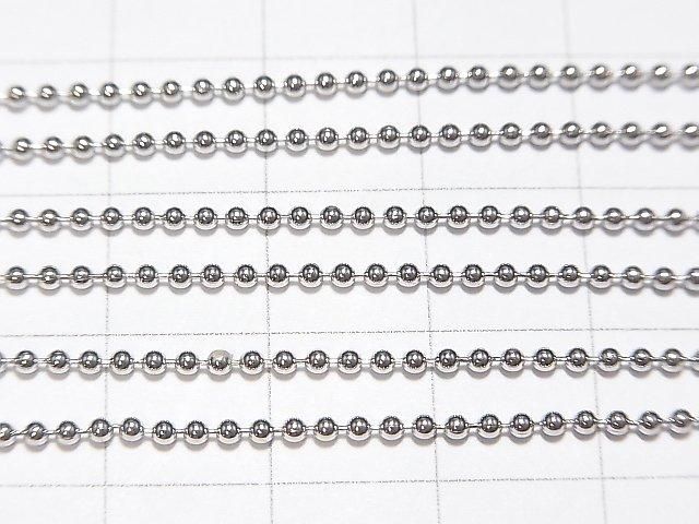 Chaîne billes Argent 925 1.5mm Plaqué Rhodium [40cm][45cm][50cm][60cm] Collier 1pc