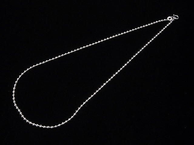 Chaîne maille billes en Argent 925, plaqué Rhodium, 2.5mm, Collier [40cm][45cm][50cm] - 1 pièce