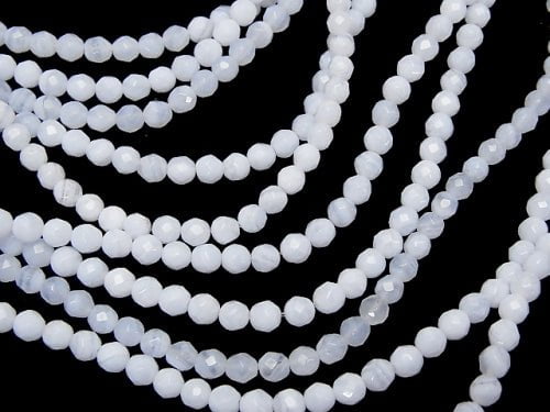 1strand $11.79! Blue Lace Agate AAA--AA++ 32Faceted Round 4mm 1strand beads (aprx.15inch/38cm)