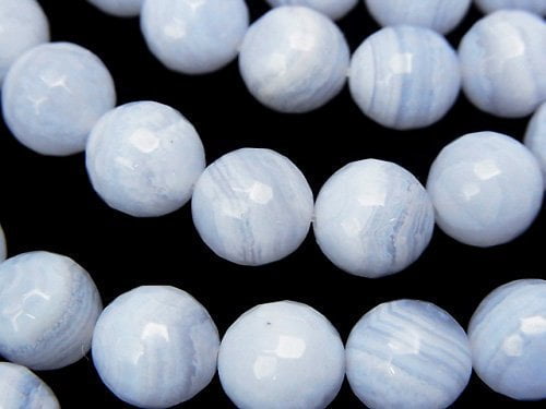 Blue Lace Agate, Faceted Round Gemstone Beads