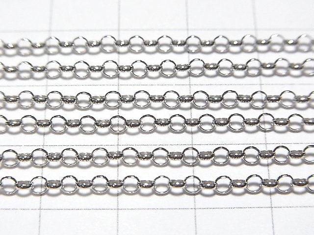 Silver925 Rolo Chain 2.5mm Rhodium Plated [40cm][45cm][50cm][60cm] Necklace 1pc