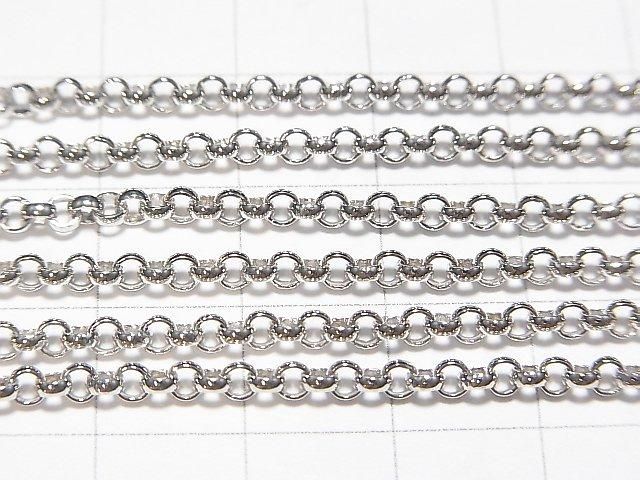 Silver925 Rolo Chain 2.7mm Rhodium Plated [38cm][40cm][45cm][50cm][60cm] Necklace 1pc